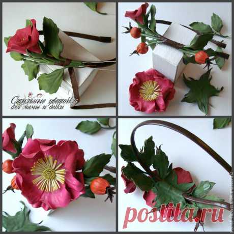 Создаем ободок из кожи &quot;Дикая роза&quot; - Ярмарка Мастеров - ручная работа, handmade