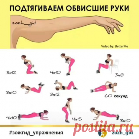 ЗОЖ 🔹️ ПП 🔸️ ФИТНЕС в Instagram: «Приводим руки в тонус 💪 ⠀ Обвисшая кожа на руках говорит об отсутствии мышечного тонуса и наличии жировых отложений в этой зоне. Если вы…»
