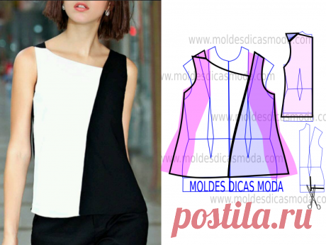 BLUSA PRETO E BRANCO FEMININA Faça a leitura da transformação do molde de blusa preto e branco feminina na frente com rigor antes de iniciar qualquer outro processo.