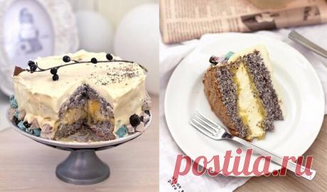 Торт с маком 

Ингредиенты: 

Ангельский бисквит: 

Сахар — 100 г 
Яичные белки — 5 шт. 
Мак — 50 г 
Мука — 50 г 
Сахарная пудра — 30 г 
Соль — 1 щепотка 
Лимонная кислота — 1 щепотка 

Апельсиновый курд: 

Пюрированные апельсины — 150 мл 
Сахар — 100 г 
Яичные желтки — 5 шт. 
Сливочное масло — 50 г 
Мука — 1 ч. л 

Крем: 

Маскарпоне — 250 г 
Сгущенное молоко — 100 г 
Сметана 26% — 80 г 
Сахар — 20 г 
Стручки ванили — 1 шт. 

Приготовление: 

1. Муку, мак и пудру перемеша...