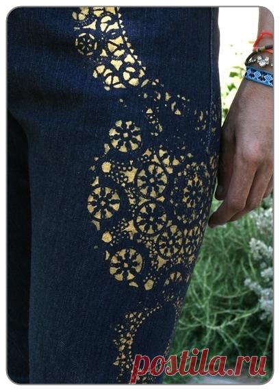Ажурная лёгкость и элегантность. Роспись джинс.