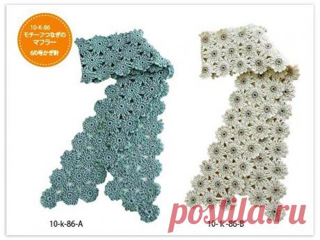 Цветочные шарфики: безотрывное вязание / Вязание как искусство!