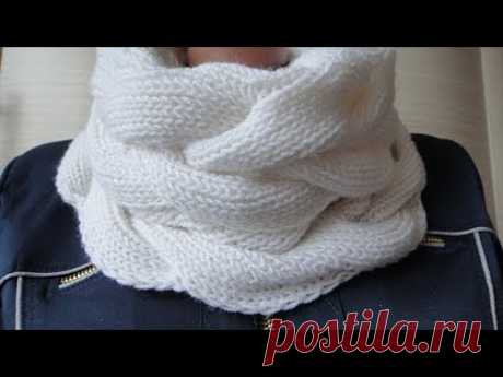 Снуд спицами в один оборот двухсторонним узором. Knitting pattern LIC - YouTube