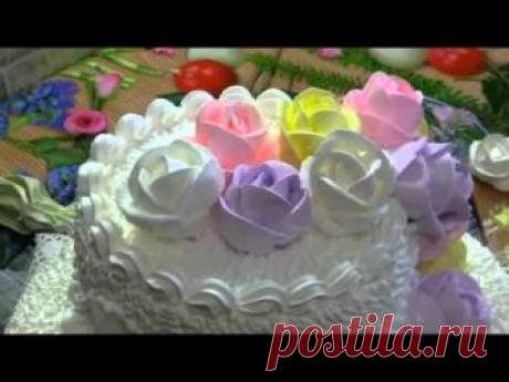 видеоурок украшение торта розами
