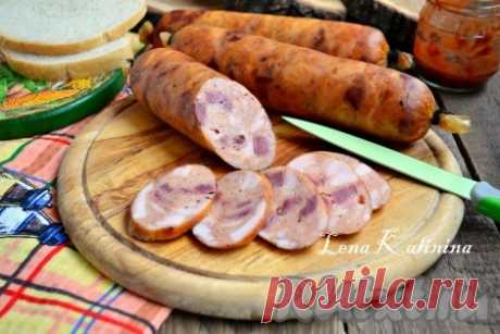Домашняя колбаса из курицы с языком