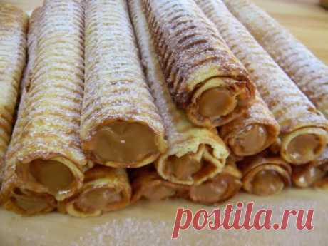 ВАФЕЛЬНЫЕ ТРУБОЧКИ с кремом/Waffle tubes with cream