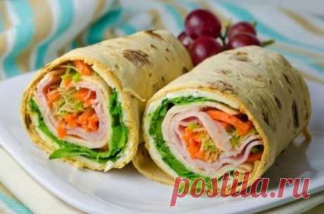 Ролл из лаваша с ветчиной и сыром