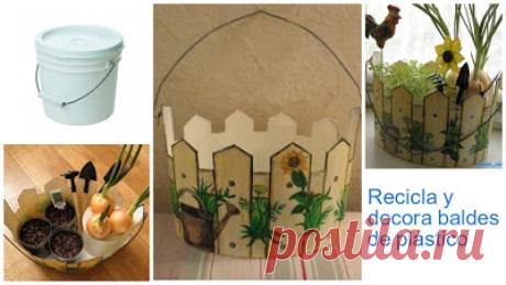 Ideas de manualidades para reciclar y decorar baldes de plástico ~ lodijoella