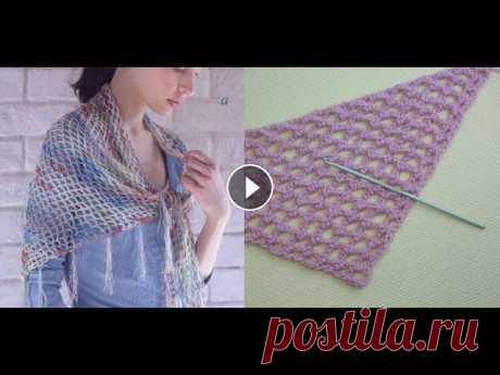 Самая простая шаль крючком для начинающих. БЫСТРО И ПРОСТО  Урок 47   The simplest crochet shawl Самая простая шаль крючком видео. Если Вы очень хотите связать шаль крючком, но не имеете опыта, то данный вариант как раз для Вас. Очень простая шаль...