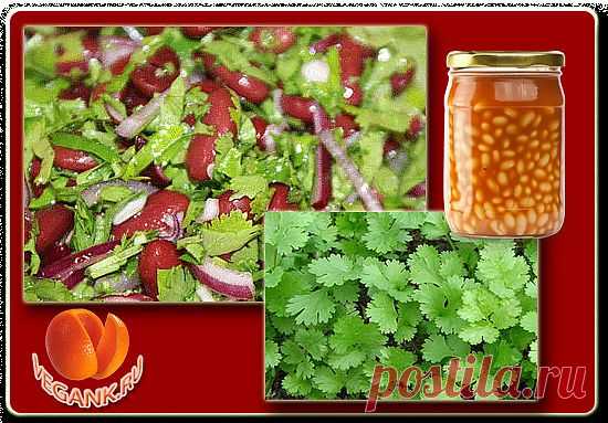 Салат с фасолью и кинзой