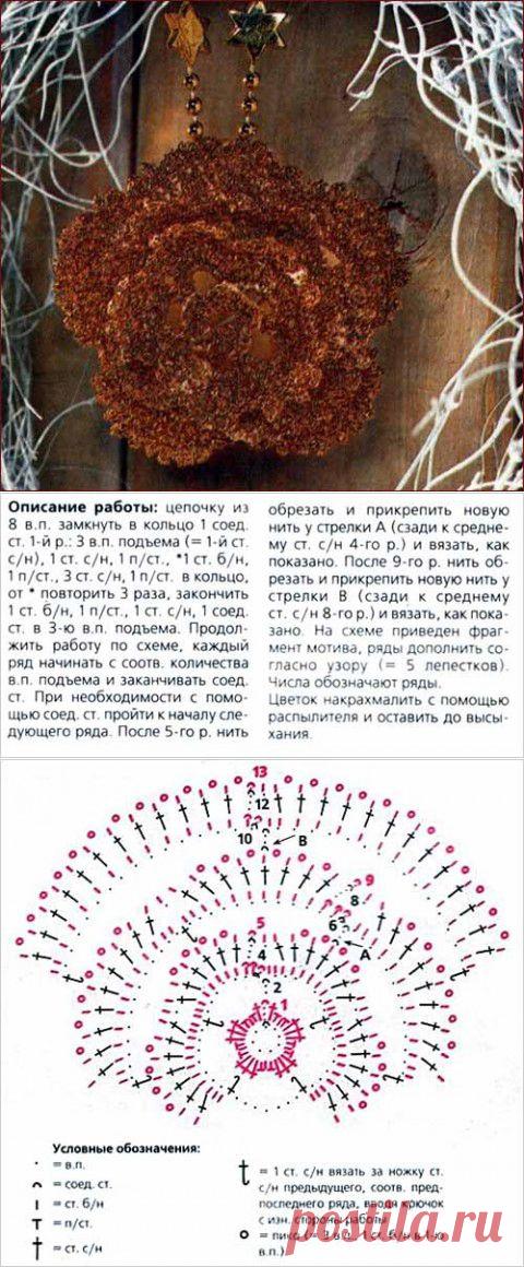 Цветок-подвеска крючком | Искусница