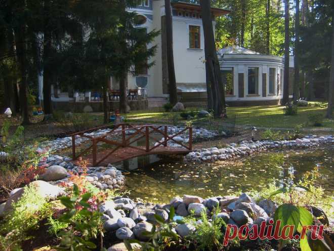Озеро с мостиком на своем участке - очарование загородной жизни