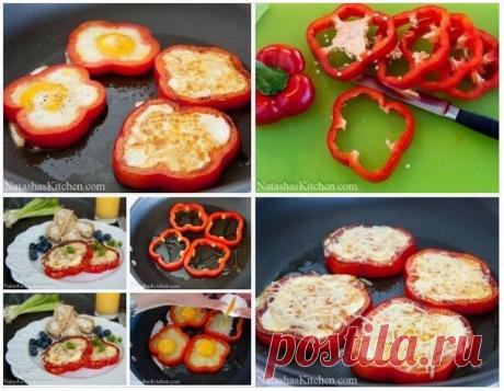 Яндекс.Фотки Еда Яичница в кольцах перца.