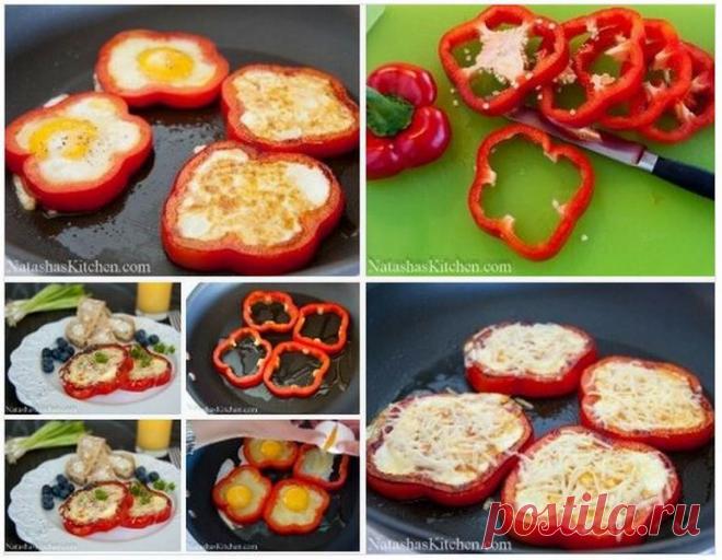 Яндекс.Фотки Еда Яичница в кольцах перца.