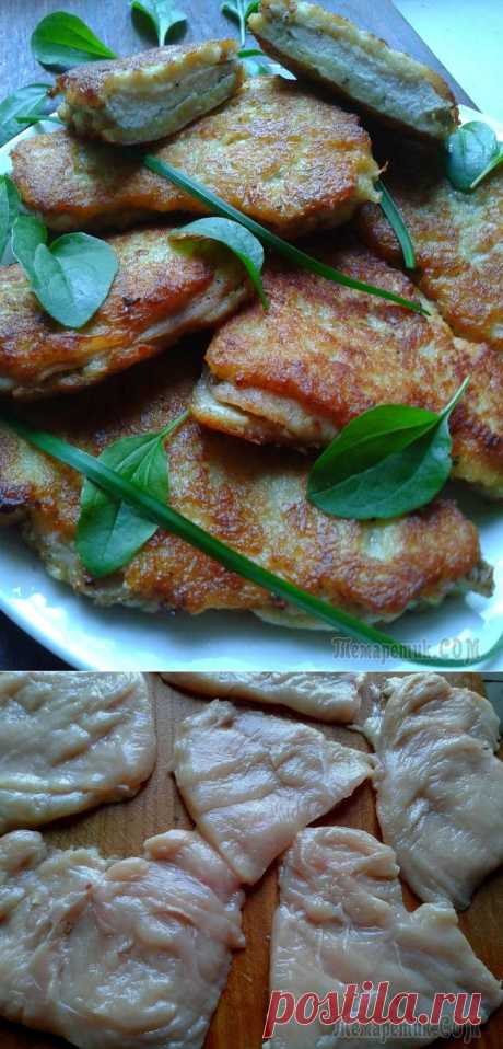 Куриное филе в нежной картофельно-сырной шубке.