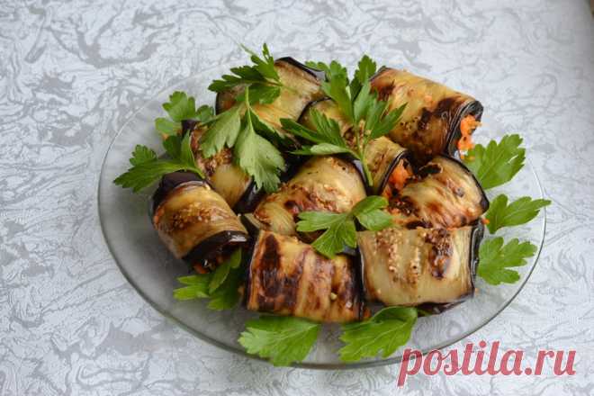 Вкуснейшие баклажановые рулетики с морковью