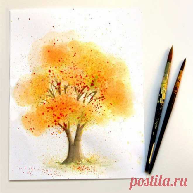 Рисуем осень капельками красок