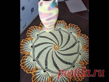 Салфетка крючком ч.2 + схема/ Сrochet napkin p.2 + pattern - YouTube