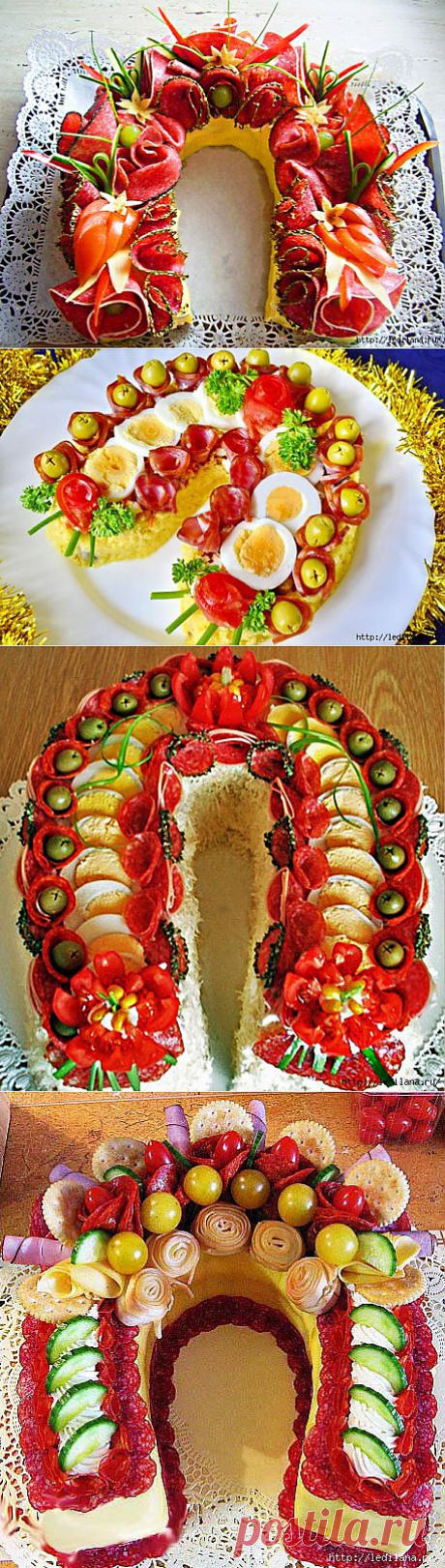 Новогодний бутербродный торт «Подкова». Нарядно и вкусно! .