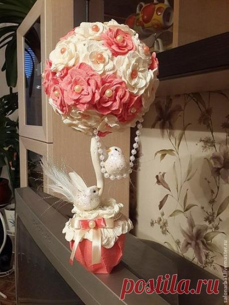 Купить Топиарий - топиарий, гофрированная бумага, подарок, подарок на свадьбу, подарок женщине, подарок девушке