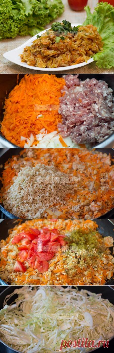 Солянка (тушеная капуста) с фаршем и рисом, рецепт с фото | Все Блюда