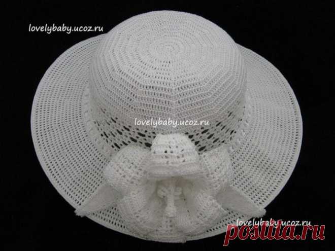 Шляпа из мерсеризированного хлопка, вяжем крючком Пряжа троицкая Астра (610м/100гр) 100% мерсеризованный хлопок.Вяжется сверху, блинчик приблизительно по этой схемеТолько я вязала столбиками с накидом и делала 12 клиньев, по две прибавки в каждом клине через ряд.Если очень волнится, можно уменьшить кол-во клиньев.Дальше вяжем этим...