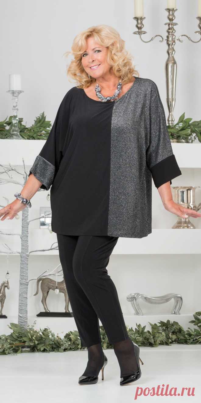 Kasbah silver/black silky jersey/lurex oversize top and trouser at Box 2