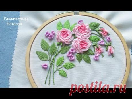 МК. Нежная веточка с розами. Часть 1. Роза. A delicate twig with roses. Part 1. Rose. Step by step.