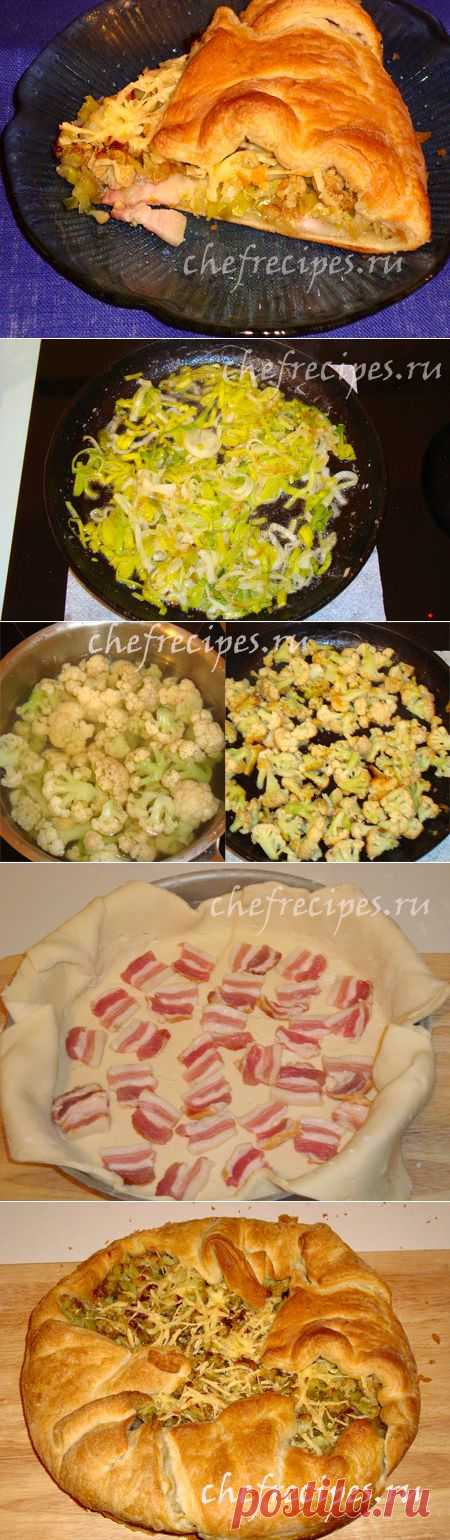 Пирог мясной из слоеного теста с овощами | Кулинарные рецепты от Людмилы