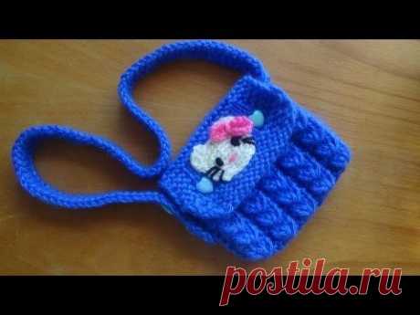 Вязаная сумочка с КИТТИ. Knitted Handbag Kitty.