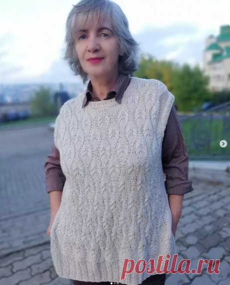 Длинный женский жилет спицами, Вязание для женщин