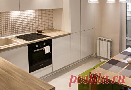 Моя кухня: белый глянец, шоколадные и салатовые акценты