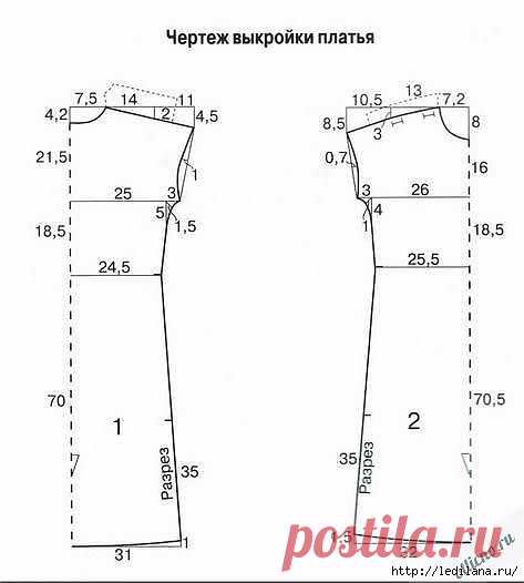 Выкройка простого элегантного платья.