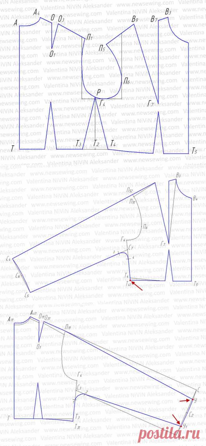 Длинный цельнокроеный рукав. Пошаговая инструкция построения.