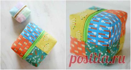 Шьем оригинальную косметичку-кошелек в форме куба! Пошаговый мастер-класс!