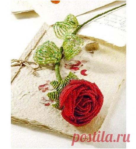 Роза красная (бисероплетение,мастер-класс)