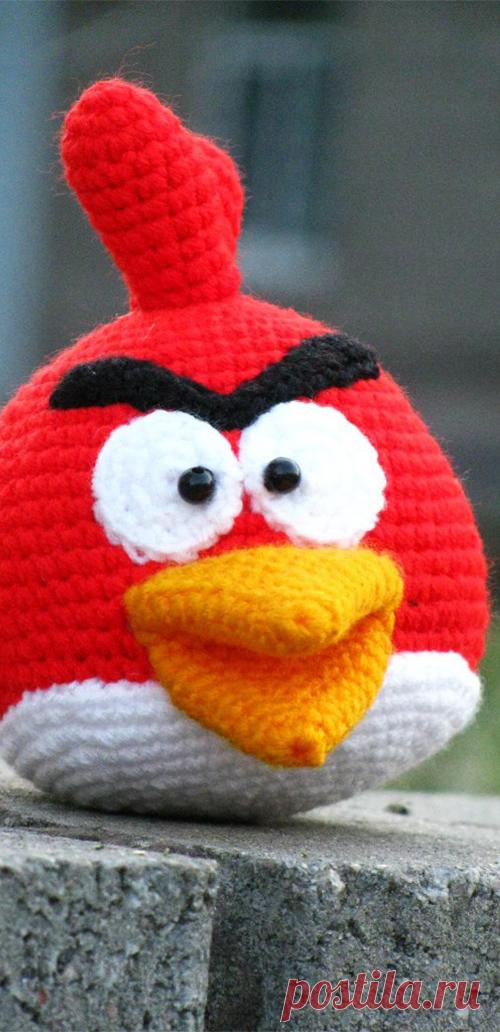 PDF Энгри Бёрдз крючком. FREE crochet pattern; Аmigurumi bird patterns. Амигуруми схемы и описания на русском. Вязаные игрушки и поделки своими руками #amimore - злые птицы, маленькая птичка, энгри бердс.