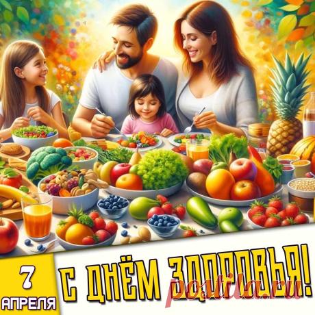 Поздравляю с днём здоровья! Желаю быть крепким и стойким, душевно спокойным и бесконечно энергичным. Будьте всегда в превосходном настроении и здоровом теле! Открытки на Всемирный день здоровья!