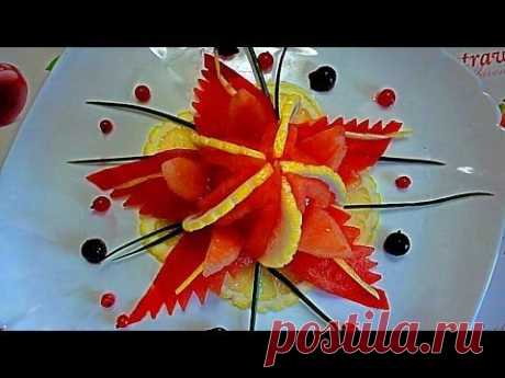 Цветок из помидора! Морская звезда! Карвинг помидора! Starfish! Carving tomato.