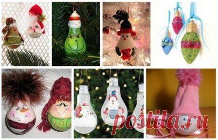 Новогодние игрушки из лампочек своими руками