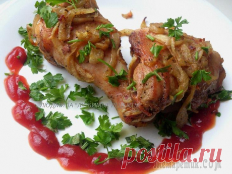 Запечёный шашлык из курицы в духовке
