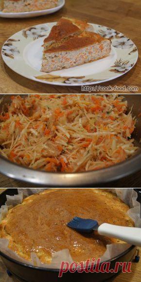 Наливной пирог с фаршем и капустой