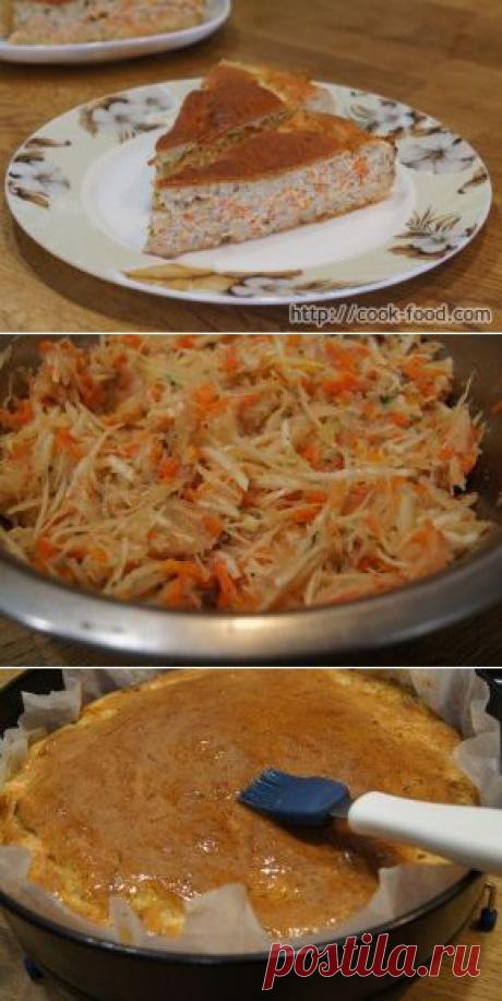 Наливной пирог с фаршем и капустой