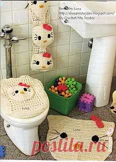My Crochet , Mis Tejidos by Luna: Juego de Baño KITTY.