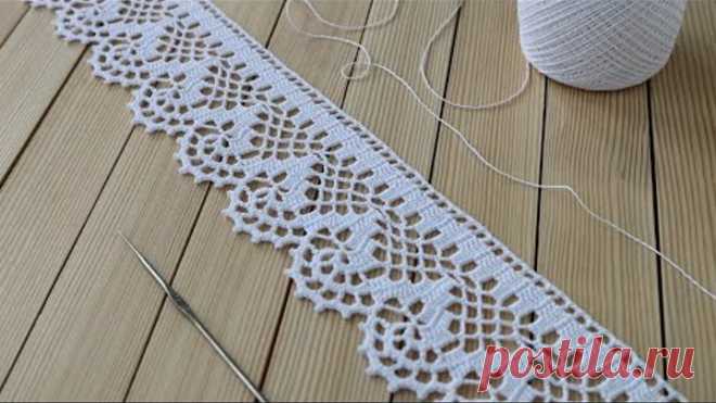 ЛЕНТОЧНОЕ КРУЖЕВО вязание крючком КАЙМА мастер-класс СХЕМА ВЯЗАНИЯ Crochet Tape Lace Tutorial