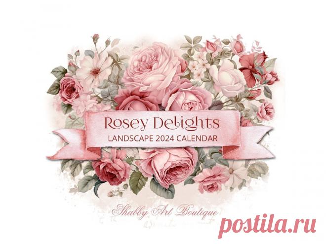 Календарь Rosey Delights альбомный на 2024 год для печати - Etsy Россия