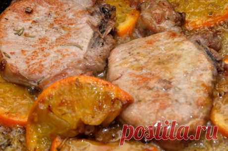 Антрекот из свинины в апельсиновом соусе