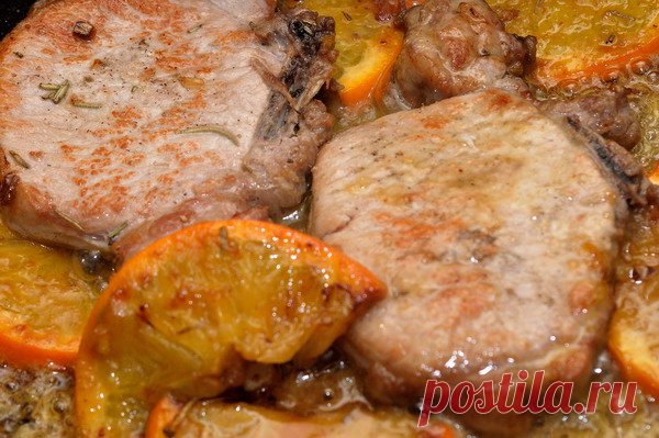 Антрекот из свинины в апельсиновом соусе