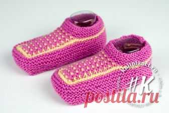 Планета Вязания | Тапочки для девочки спицами Карамельки. Подробный мастер-класс по вязанию от Ольги Боган.