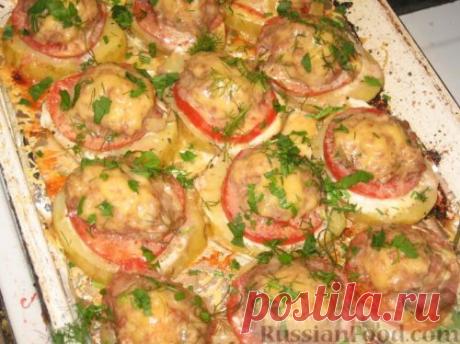 Картофель, запеченный с мясом и помидорами